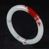 Hotan Jade Bracelet Chicken Blood Jade Gobi Girl Round Bar Jade Bracelet