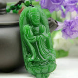 Xinjiang Hotan Jade Guanyin Pendant Men's Green Sweater Chain