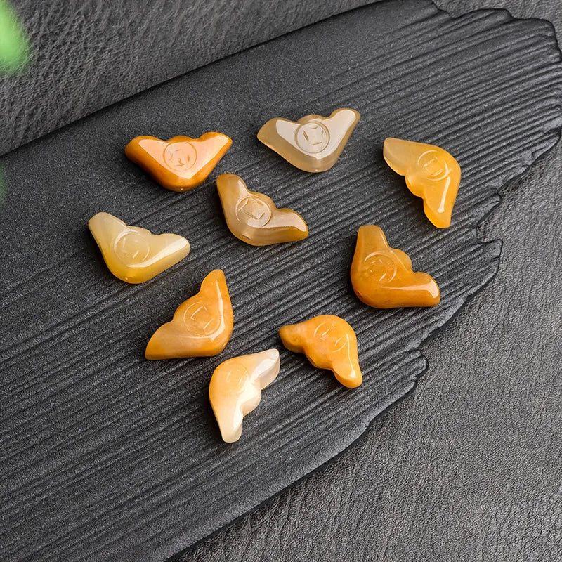 Natural Xinjiang Jade Yuanbao Topaz Gobi Jadeite Beads