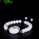 Xinjiang Jade Peace Buckle Bracelet Hand Knitted Lucky Auspicious Amulet