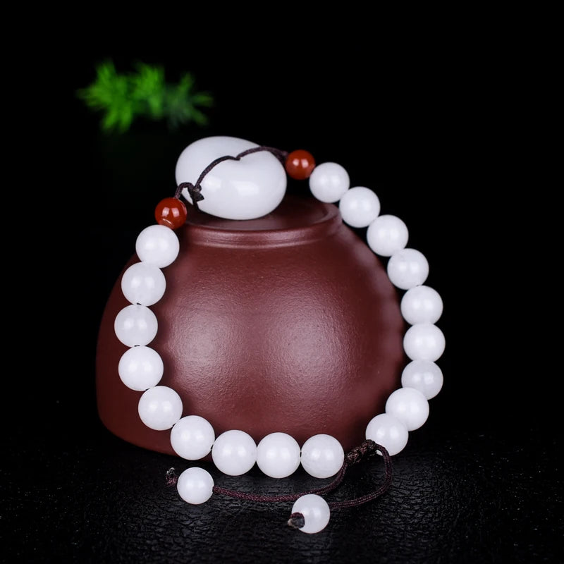 Xinjiang Jade Peace Buckle Bracelet Hand Knitted Lucky Auspicious Amulet
