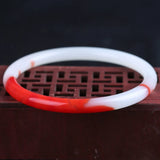Natural Xinjiang Silk Jade Chicken Blood Round Jade Bracelet for Women