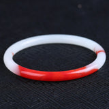 Natural Xinjiang Silk Jade Chicken Blood Round Jade Bracelet for Women