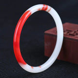 Natural Xinjiang Silk Jade Chicken Blood Round Jade Bracelet for Women