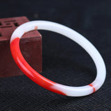 Natural Xinjiang Silk Jade Chicken Blood Round Jade Bracelet for Women