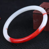 Natural Xinjiang Silk Jade Chicken Blood Round Jade Bracelet for Women