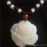 Xinjiang hetian peony rose jadeite pendant necklace