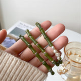 Xiuyan Jade Bracelet 925 Silver Jewelry Bamboo Pearl Bracelet