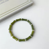 Xiuyan Jade Bracelet 925 Silver Jewelry Bamboo Pearl Bracelet
