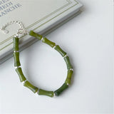 Xiuyan Jade Bracelet 925 Silver Jewelry Bamboo Pearl Bracelet