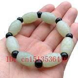 Natural Xiuyu 18*12MM Beads Elastic Bracelet Jade Round Necklace