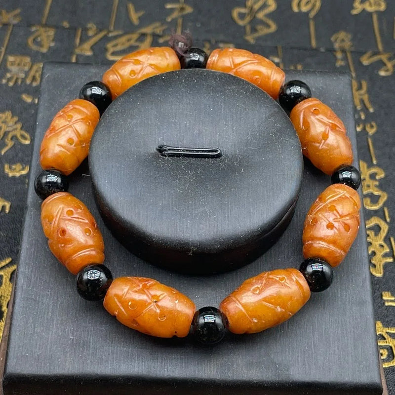 Natural Xiuyu 18*12MM Beads Bracelet Yellow Jade Necklace Luck Amulet