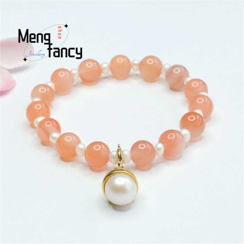 Natural Yanyuan Agate Pearl Tassel Bead String Bracelet