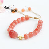 Natural Yanyuan Agate Pink Pixiu Tassel Bracelet