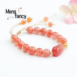 Natural Yanyuan Agate Pink Pixiu Tassel Bracelet