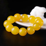Yellow Agate Bead Bracelet Lucky Exorcise evil spirits Auspicious Amulet