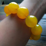 Yellow Agate Bead Bracelet Lucky Exorcise evil spirits Auspicious Amulet