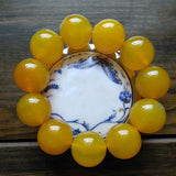 Yellow Agate Bead Bracelet Lucky Exorcise evil spirits Auspicious Amulet
