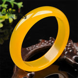 Natural Yellow Agate Chalcedony Bracelet Charms Jewelry Men Women Bangle