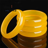 Natural Yellow Agate Chalcedony Bracelet Charms Jewelry Men Women Bangle