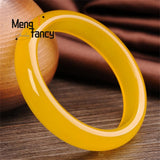 Natural Yellow Agate Chalcedony Bracelet Charms Jewelry Men Women Bangle