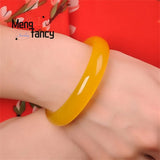 Natural Yellow Agate Chalcedony Bracelet Charms Jewelry Men Women Bangle
