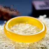 Natural Yellow Agate Chalcedony Bracelet Charms Jewelry Men Women Bangle