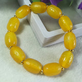 Yellow Agate Fret Buckle Bead Jade Bracelet Lucky Exorcise Evil Spirits