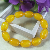 Yellow Agate Fret Buckle Bead Jade Bracelet Lucky Exorcise Evil Spirits