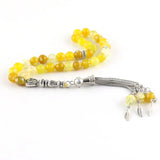 Yellow Agate Beaded Bracelet Islamic Rosary Muslim Tasbih Tassel Pendant