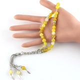 Yellow Agate Beaded Bracelet Islamic Rosary Muslim Tasbih Tassel Pendant