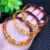 Natural Yellow Amber Beads Bracelet Red Amber 6mm