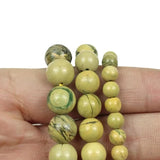 Natural Yellow American Phosphorus Variscite Diaspore Stone Round Beads