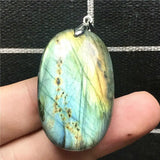 Labradorite Necklace Pendant Crystal Jewelry Silver Moonstone Beads 37x23x8mm
