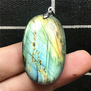 Labradorite Necklace Pendant Crystal Jewelry Silver Moonstone Beads 37x23x8mm