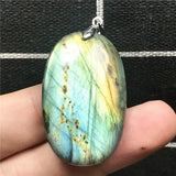 Labradorite Necklace Pendant Crystal Jewelry Silver Moonstone Beads 37x23x8mm