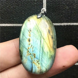 Labradorite Necklace Pendant Crystal Jewelry Silver Moonstone Beads 37x23x8mm