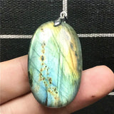 Labradorite Necklace Pendant Crystal Jewelry Silver Moonstone Beads 37x23x8mm