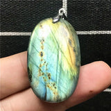 Labradorite Necklace Pendant Crystal Jewelry Silver Moonstone Beads 37x23x8mm