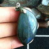 Natural Yellow Light Labradorite Crystal Pendant 40x21x10mm