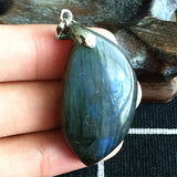 Natural Yellow Light Labradorite Crystal Pendant 40x21x10mm