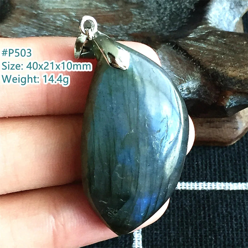 Natural Yellow Light Labradorite Crystal Pendant 40x21x10mm