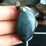 Natural Yellow Light Labradorite Crystal Pendant 40x21x10mm