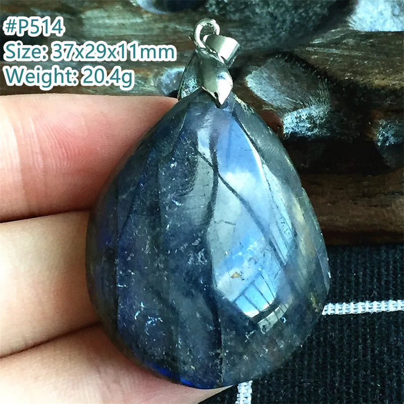 Labradorite Necklace Pendant Jewelry Natural Healing Stone Crystal Silver AAAAA