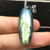 Natural Yellow Light Labradorite Necklace Pendant 35x14mm