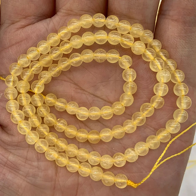 Natural Yellow Calcite Stone Beads 4-16mm Round DIY Loose Beads