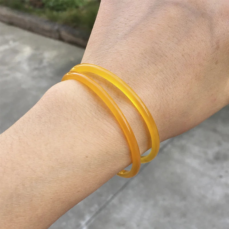 Yellow Chalcedony Round Bracelet Boutique Jewelry Women's Yellow Agate