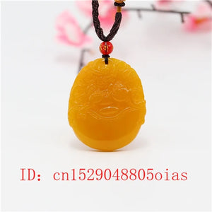 Natural Yellow Chinese Jade Pixiu Pendant Dragon Necklace
