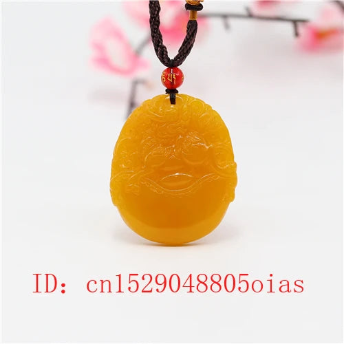 Natural Yellow Chinese Jade Pixiu Pendant Dragon Necklace