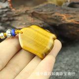 Yellow Chinese Jade Tiger Eye Guanyin Pendant Necklace Charm
